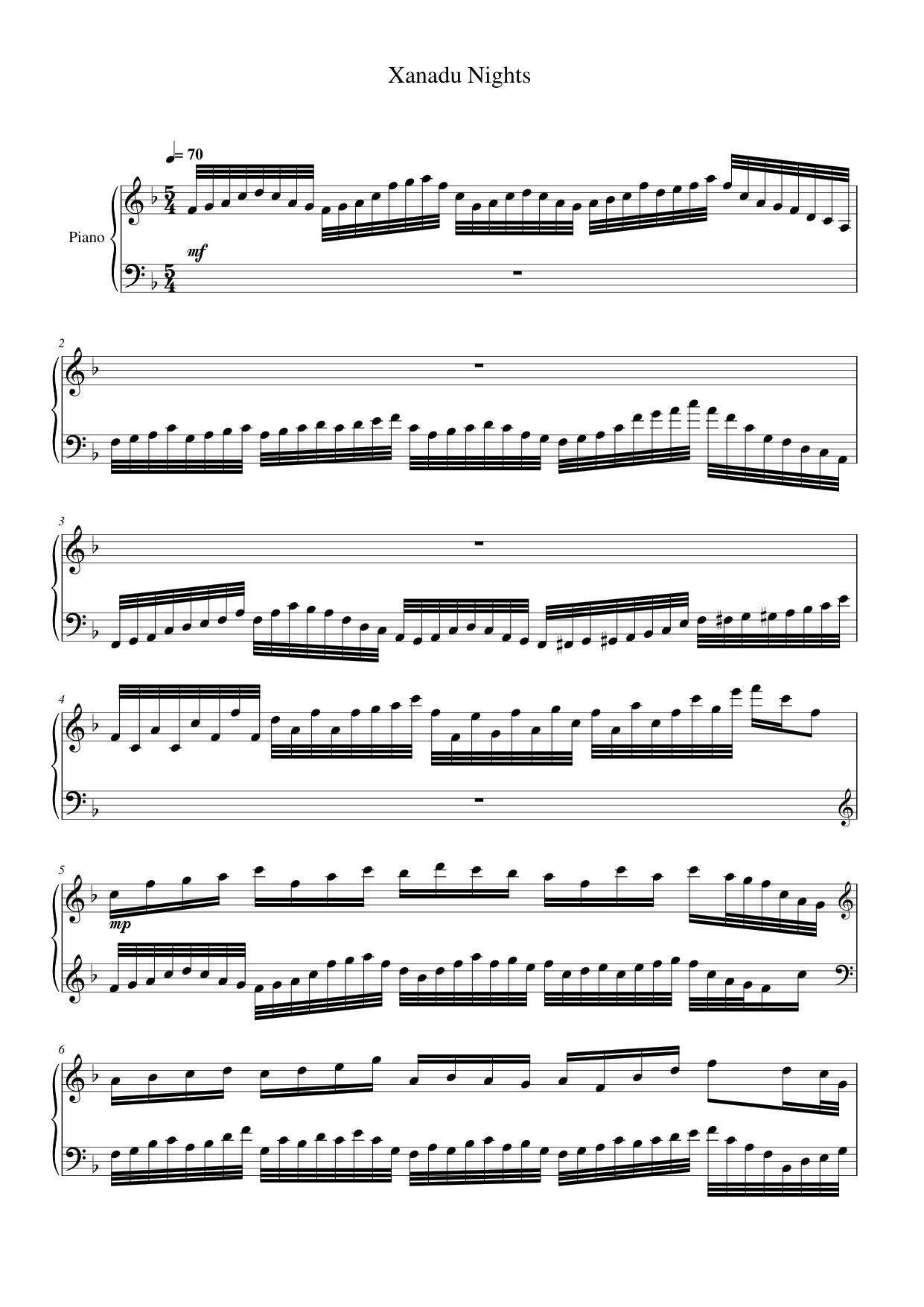 Xanadu Nights Piano Sheet Music Page 1 Free PDF