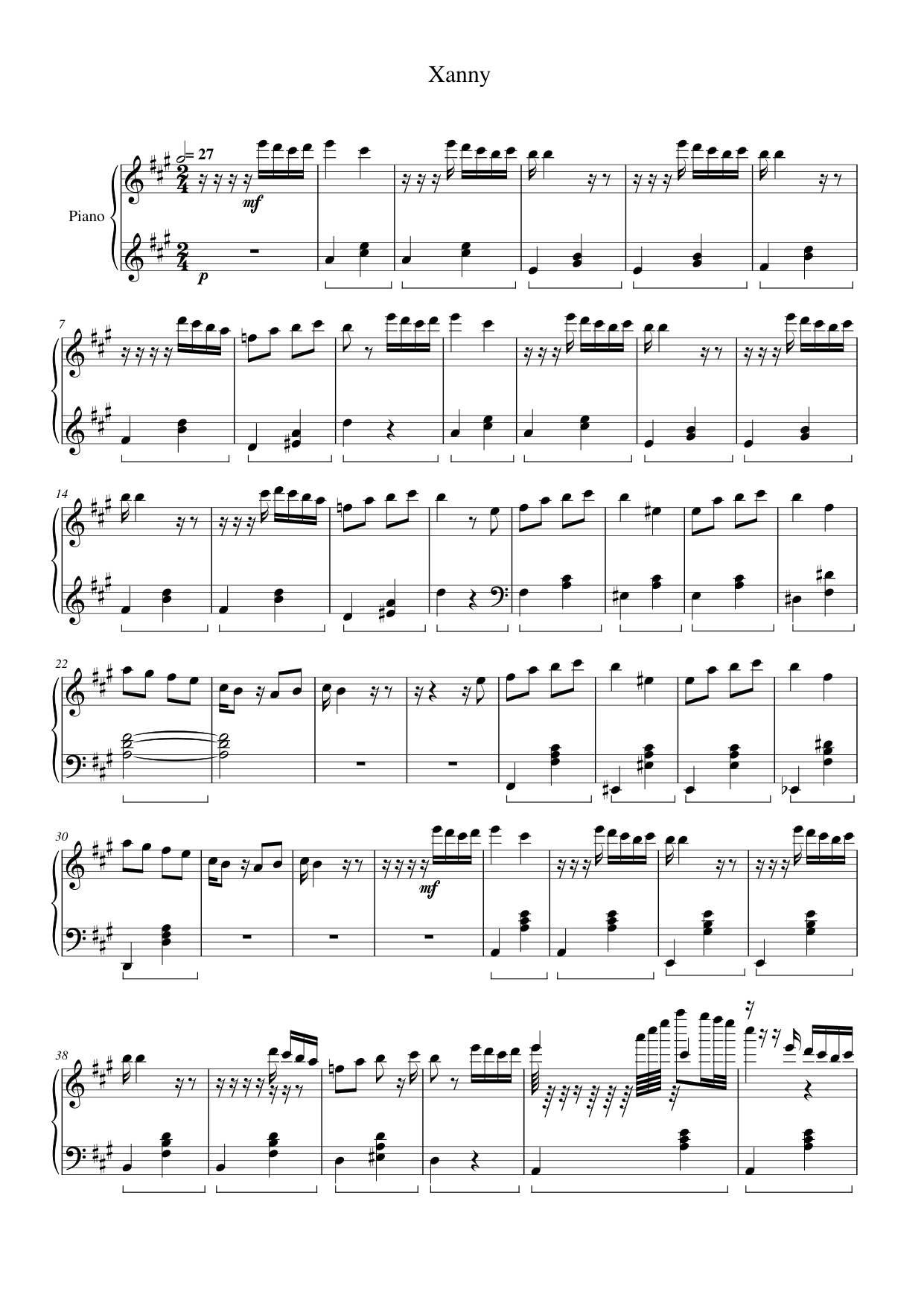 Xanny Piano Sheet Music Page 1 Free PDF