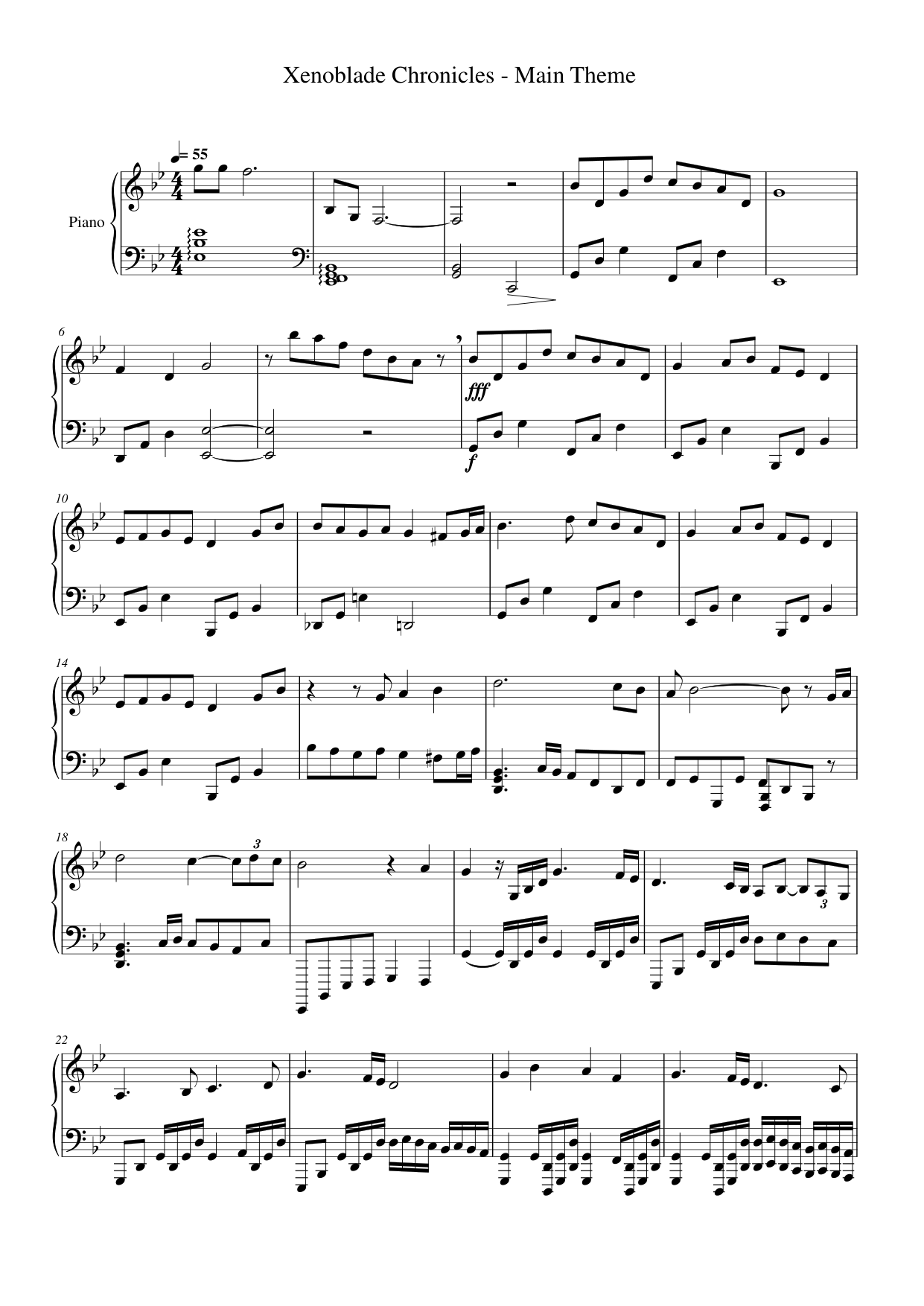 Xenoblade Chronicles Piano Sheet Music Page 1 Free PDF
