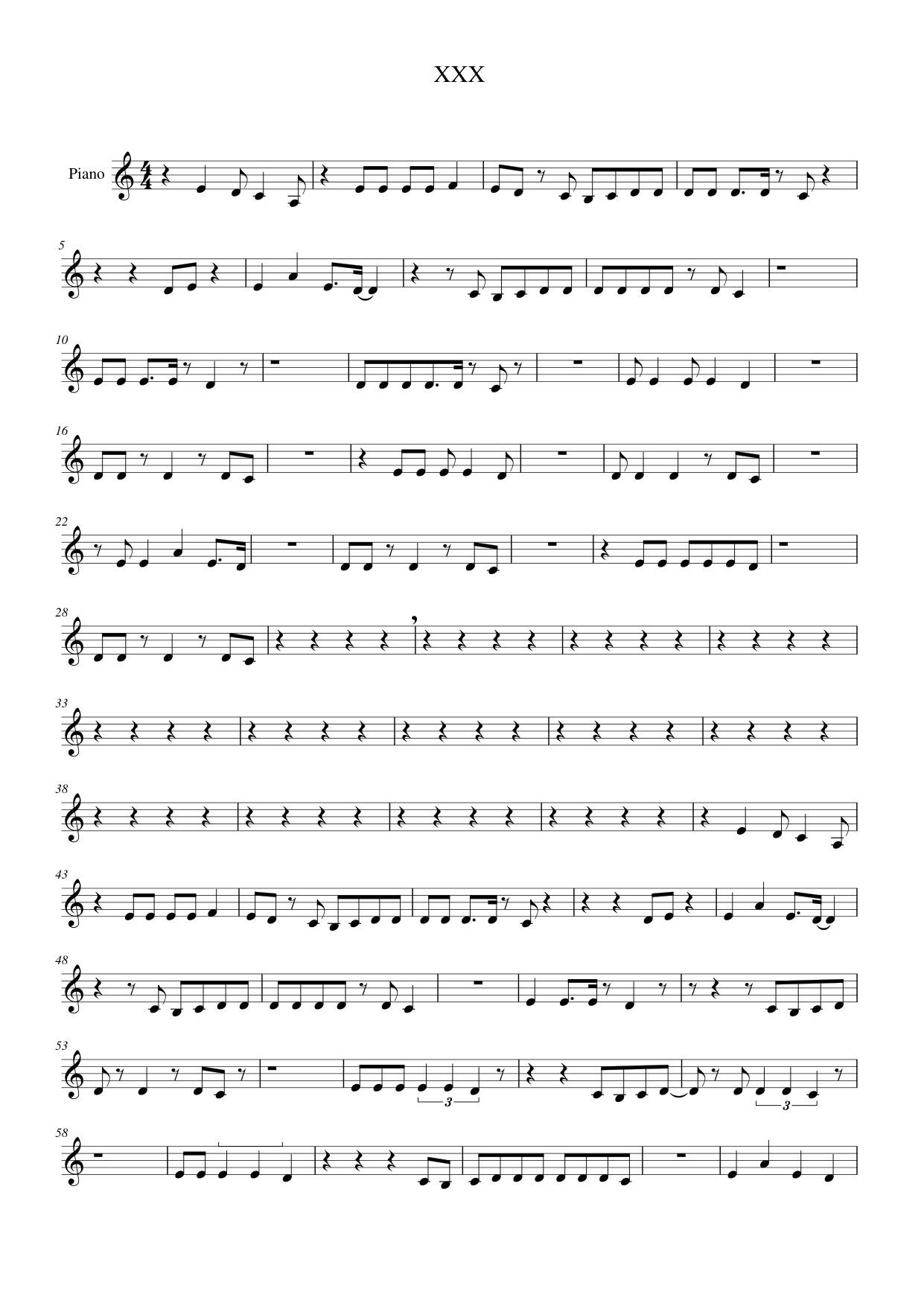XXX Piano Sheet Music Page 1 Free PDF
