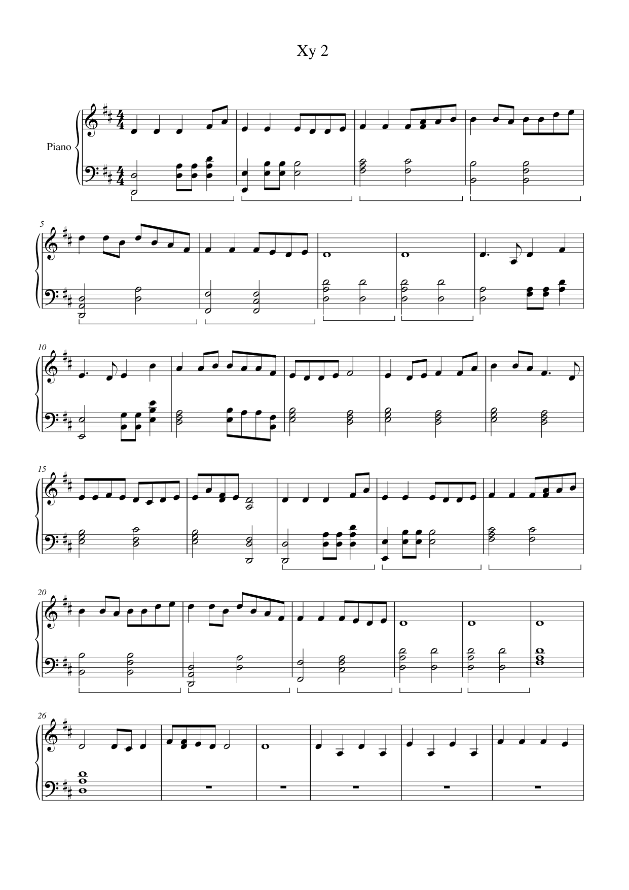 Xy 2 Piano Sheet Music Page 1 Free PDF