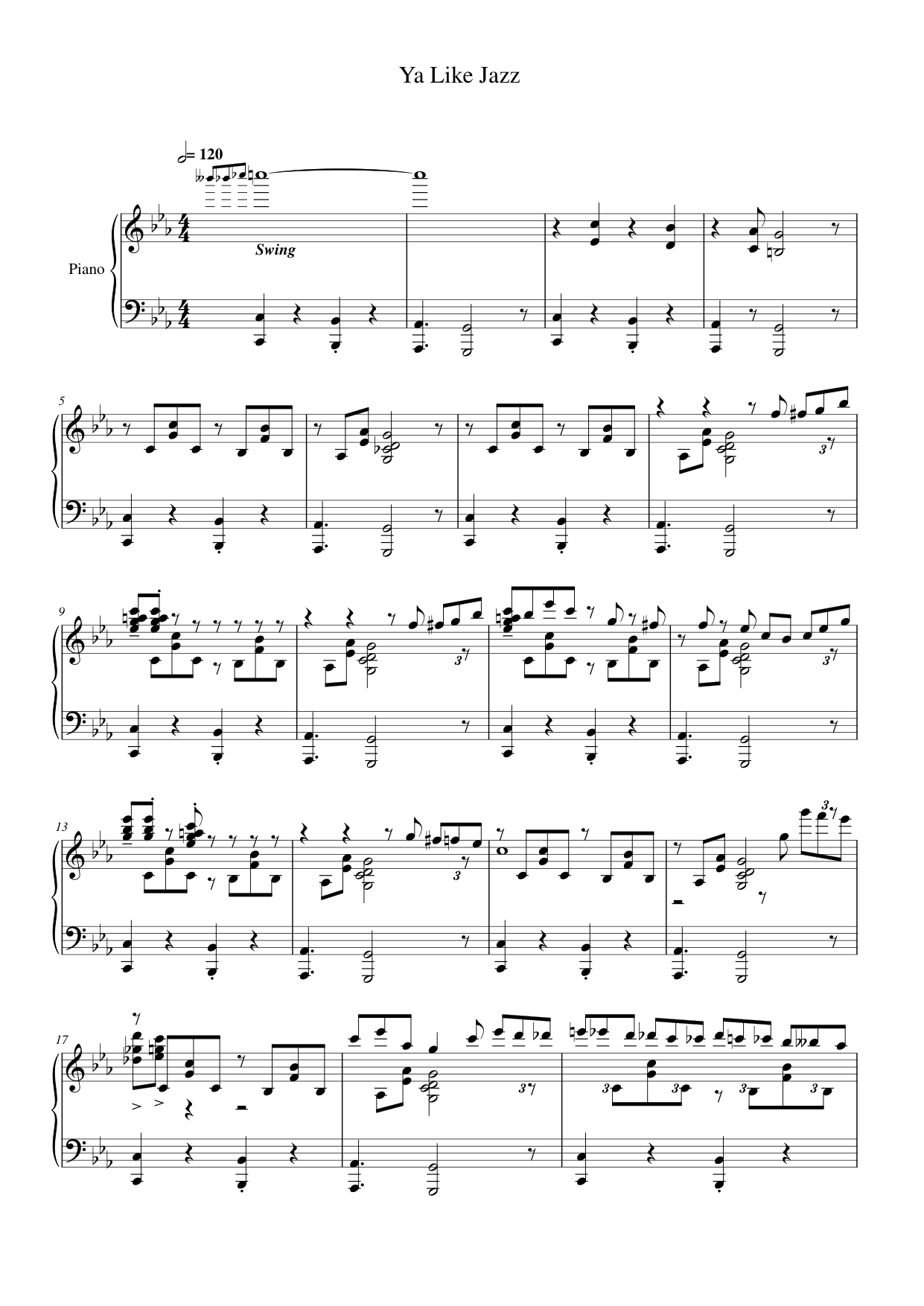 Ya Like Jazz Piano Sheet Music Page 1 Free PDF