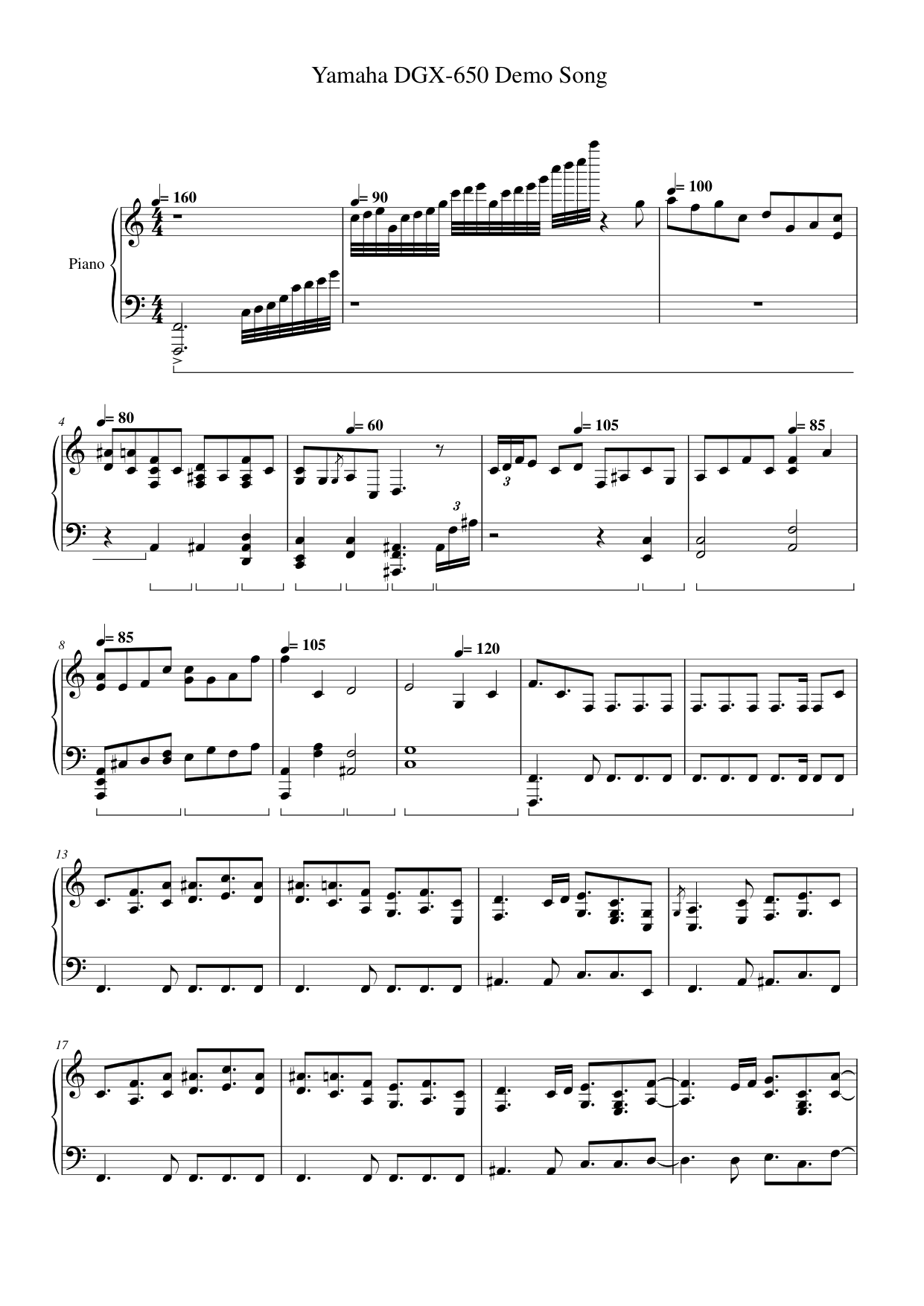 Yamaha DGX Piano Sheet Music Page 1 Free PDF