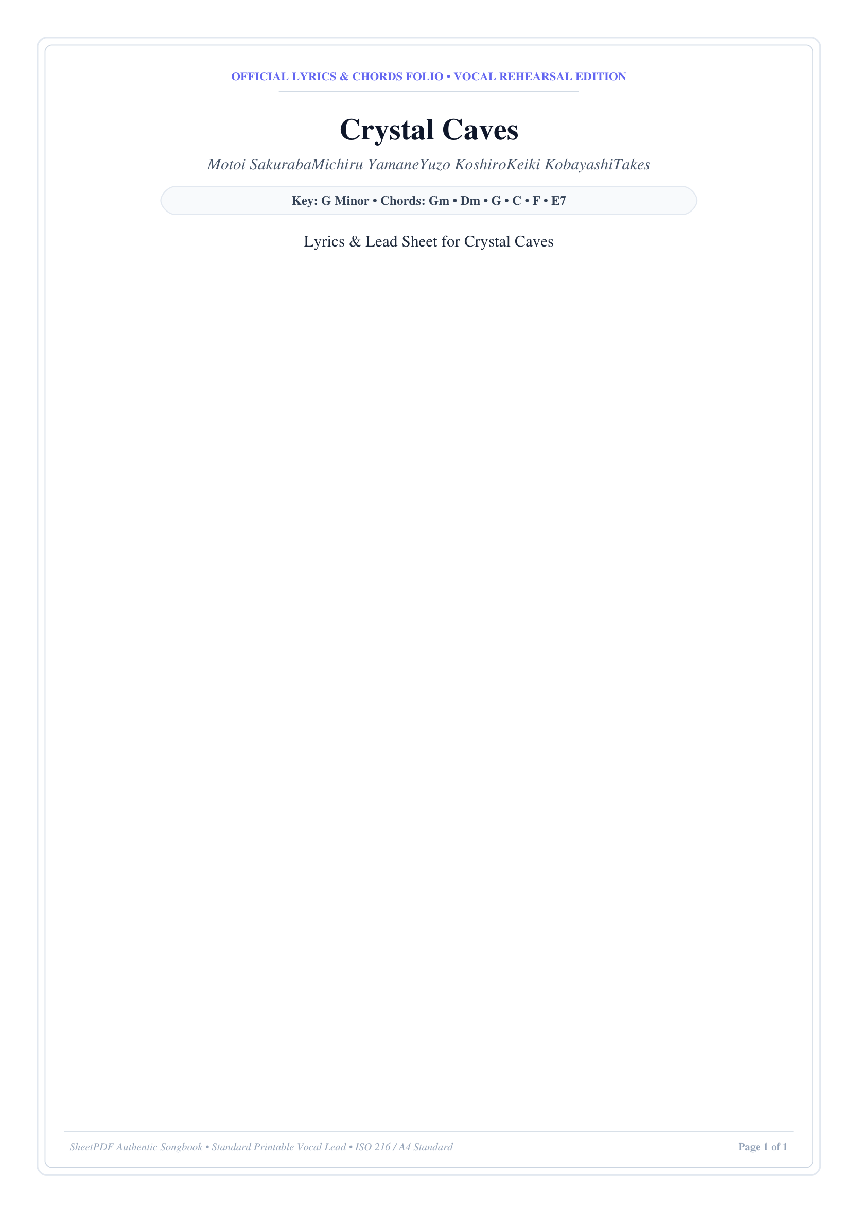Crystal Caves Piano Sheet Music Page 1 Free PDF