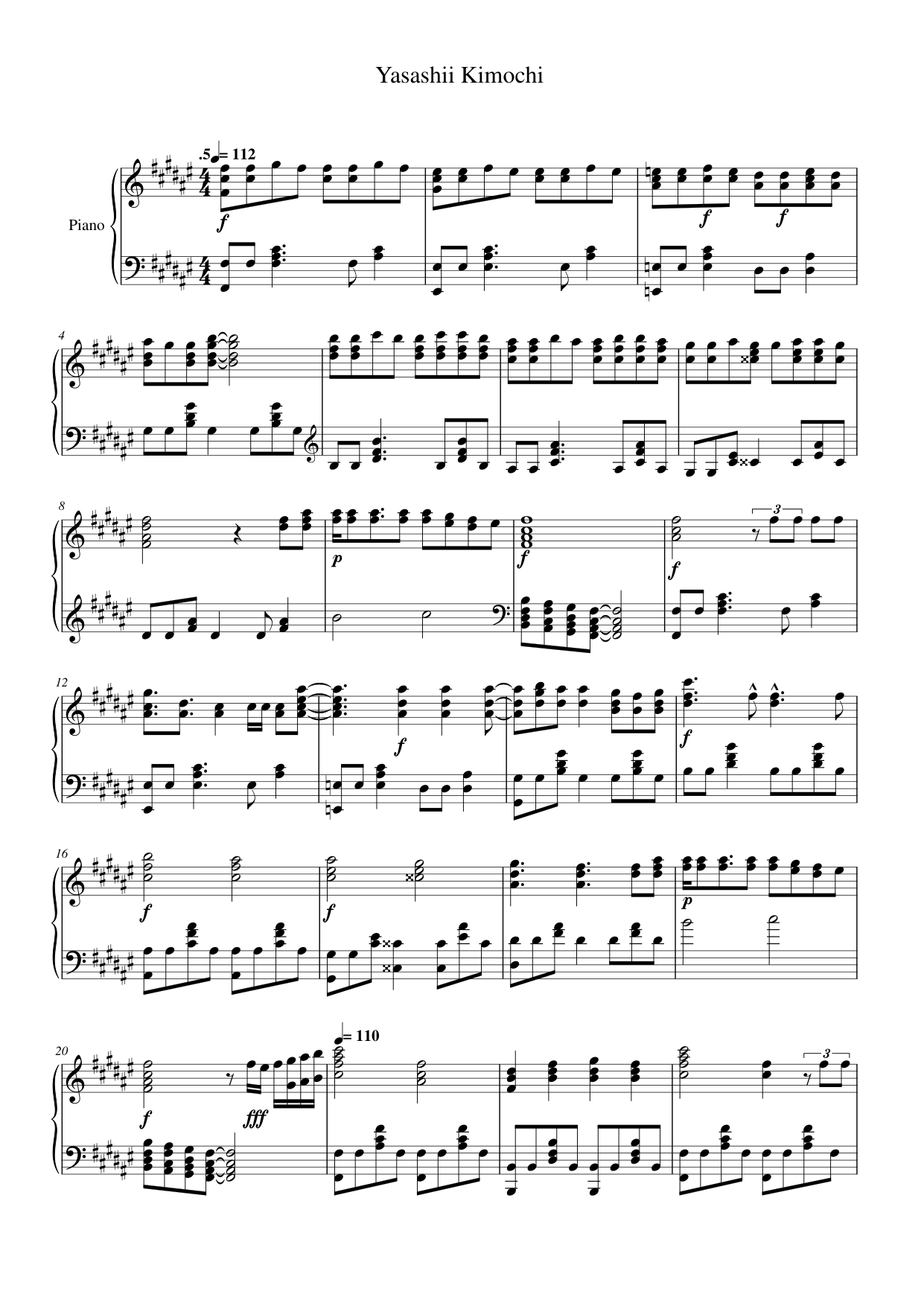 Yasashii Kimochi Lyrics & Chords Folio