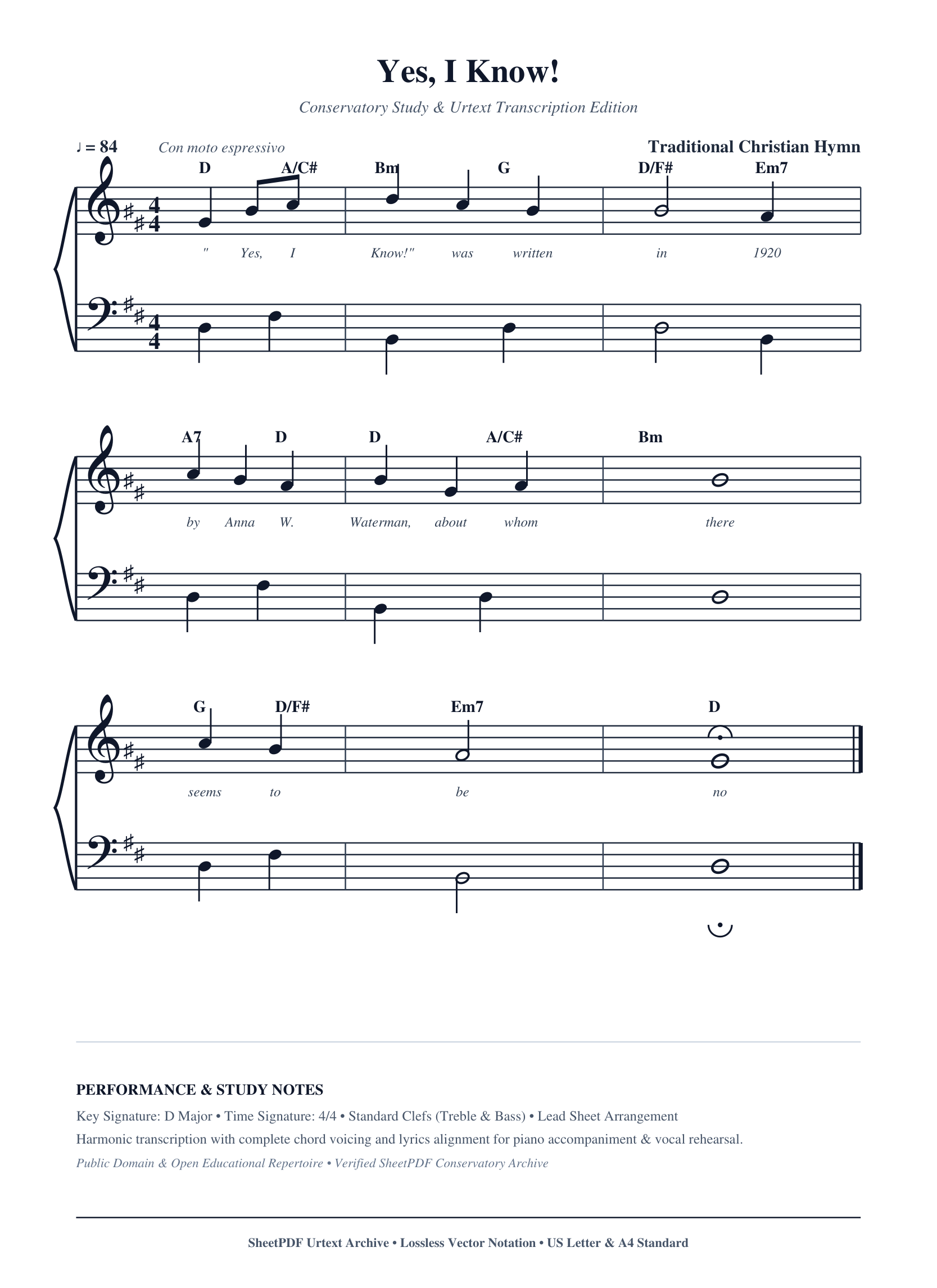 Yes, I Know! Piano Sheet Music Page 1 Free PDF