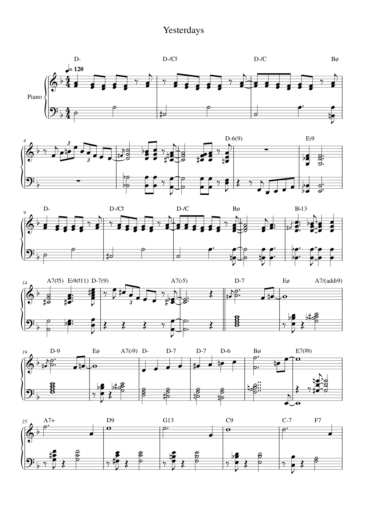 Yesterdays Lyrics & Chords Folio