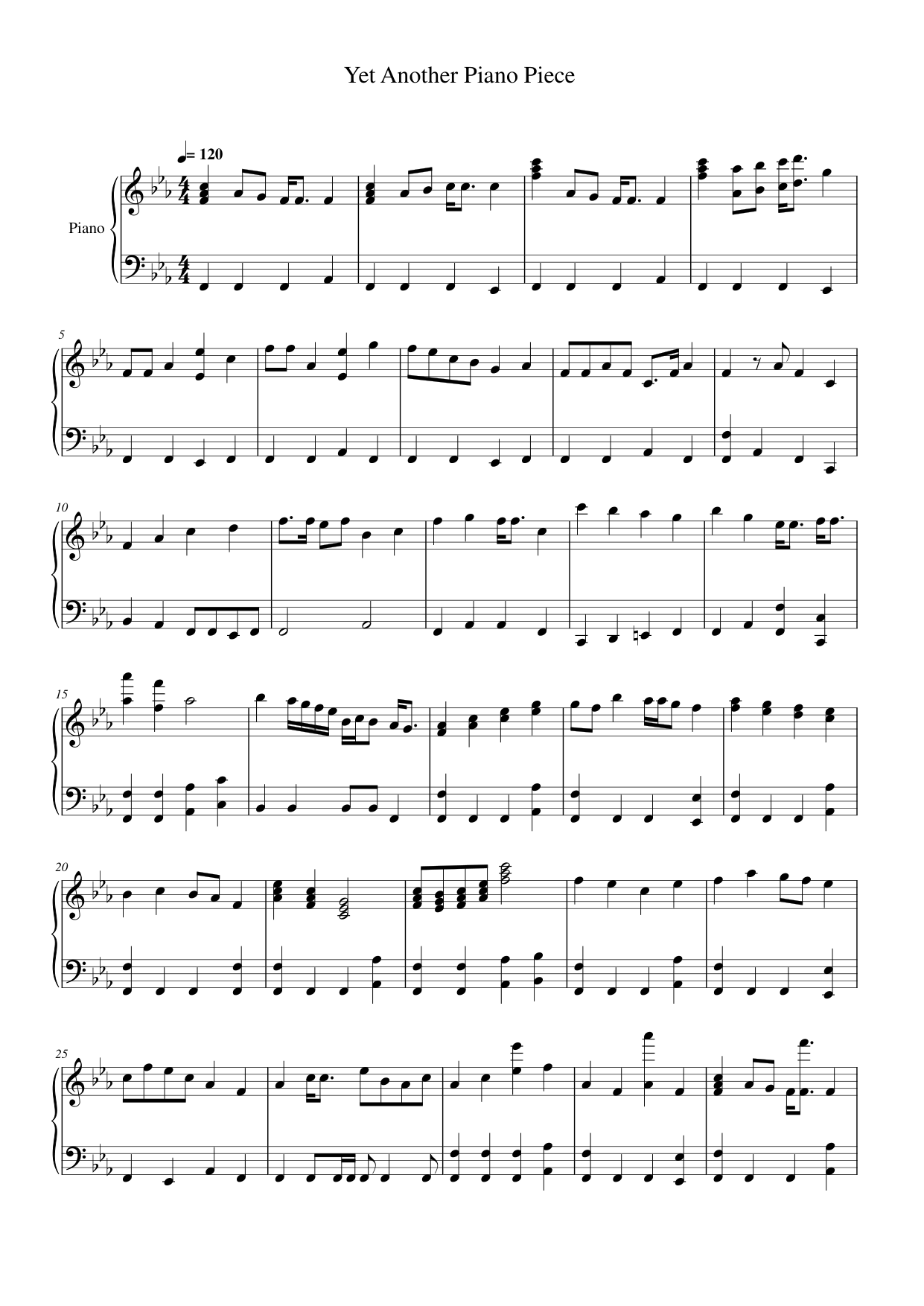 Yet Another Piano Piece Piano Sheet Music Page 1 Free PDF