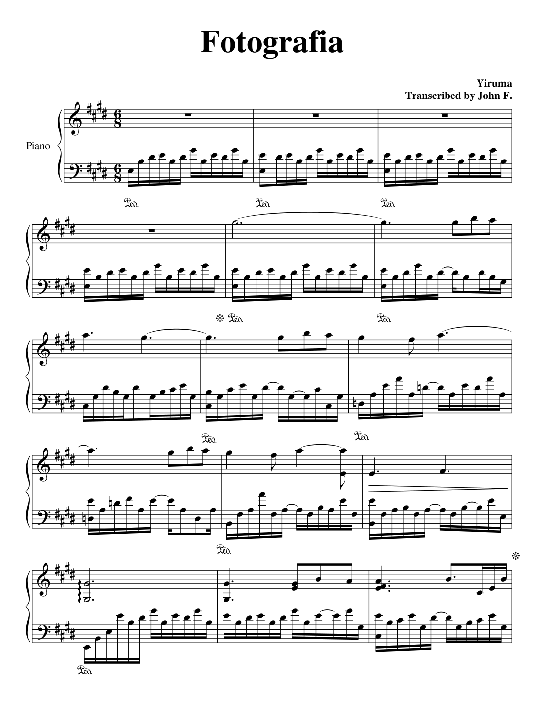Fotografia Piano Sheet Music Page 1 Free PDF