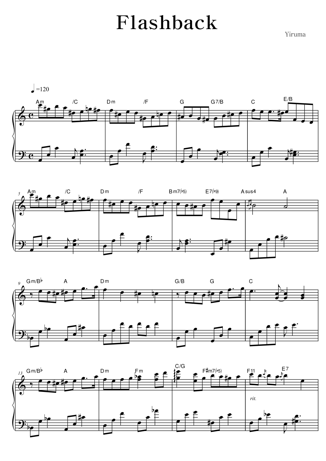 Flashback Piano Sheet Music Page 1 Free PDF