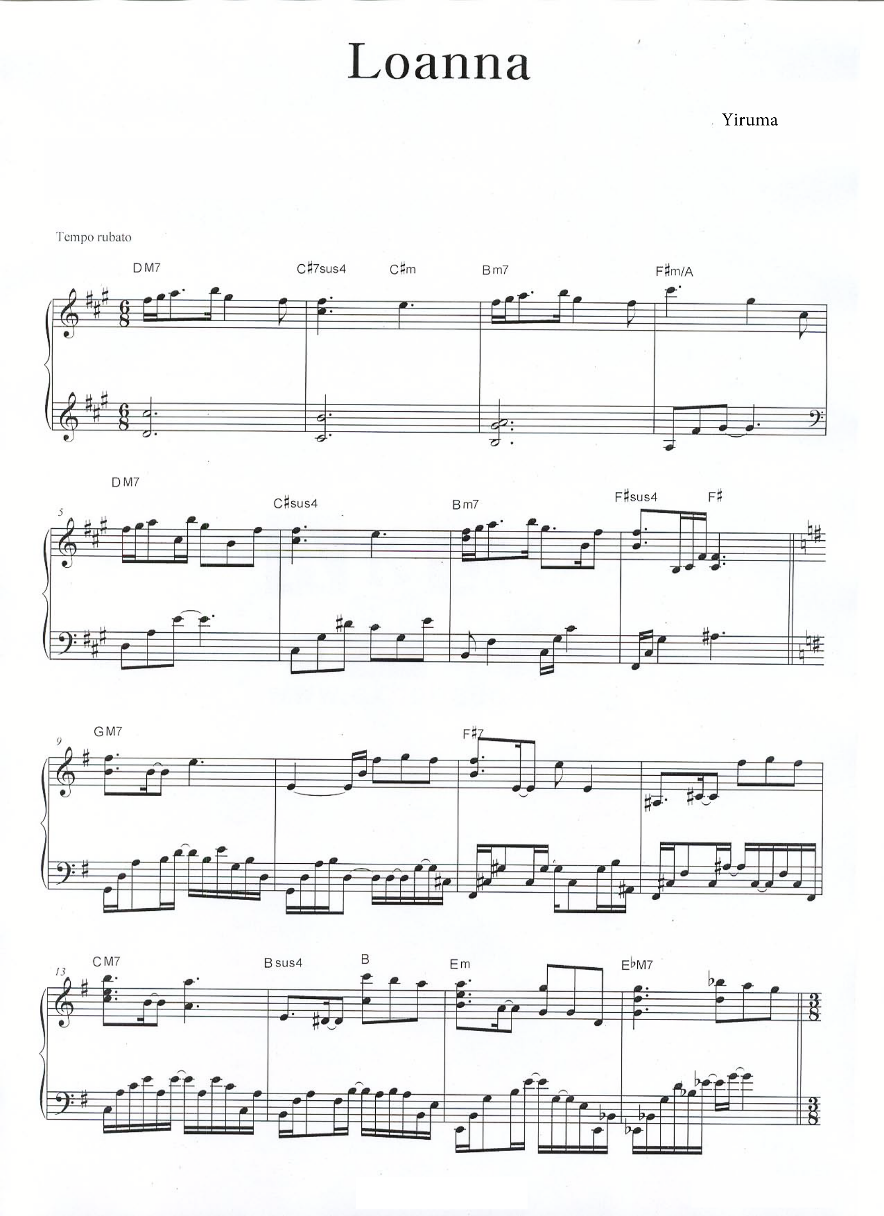 Loanna Piano Sheet Music Page 1 Free PDF