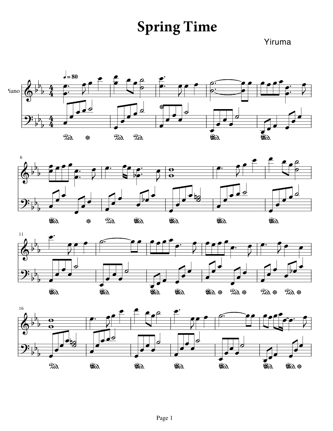 Spring Time Piano Sheet Music Page 1 Free PDF