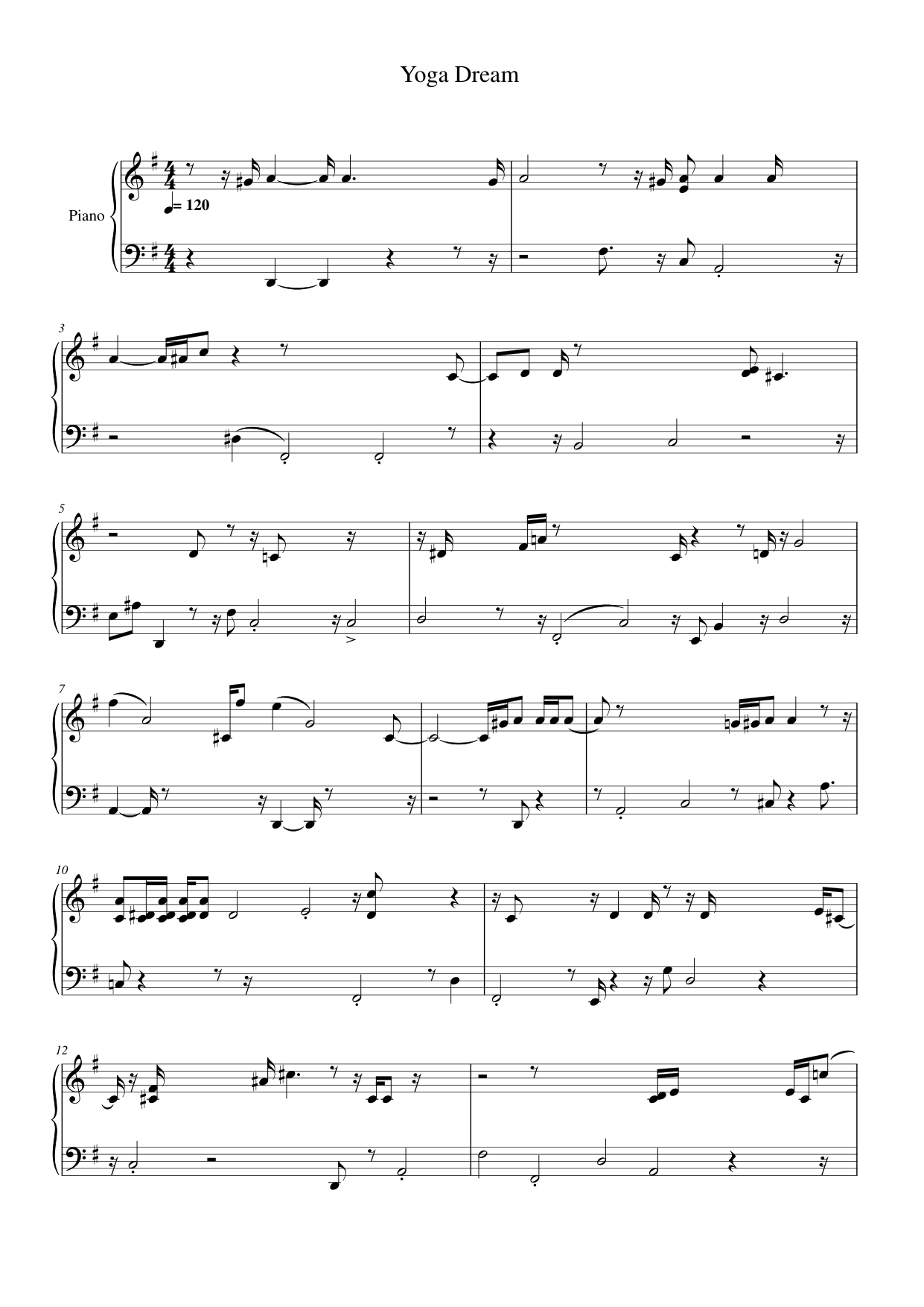 Yoga Dream Lyrics & Chords Folio