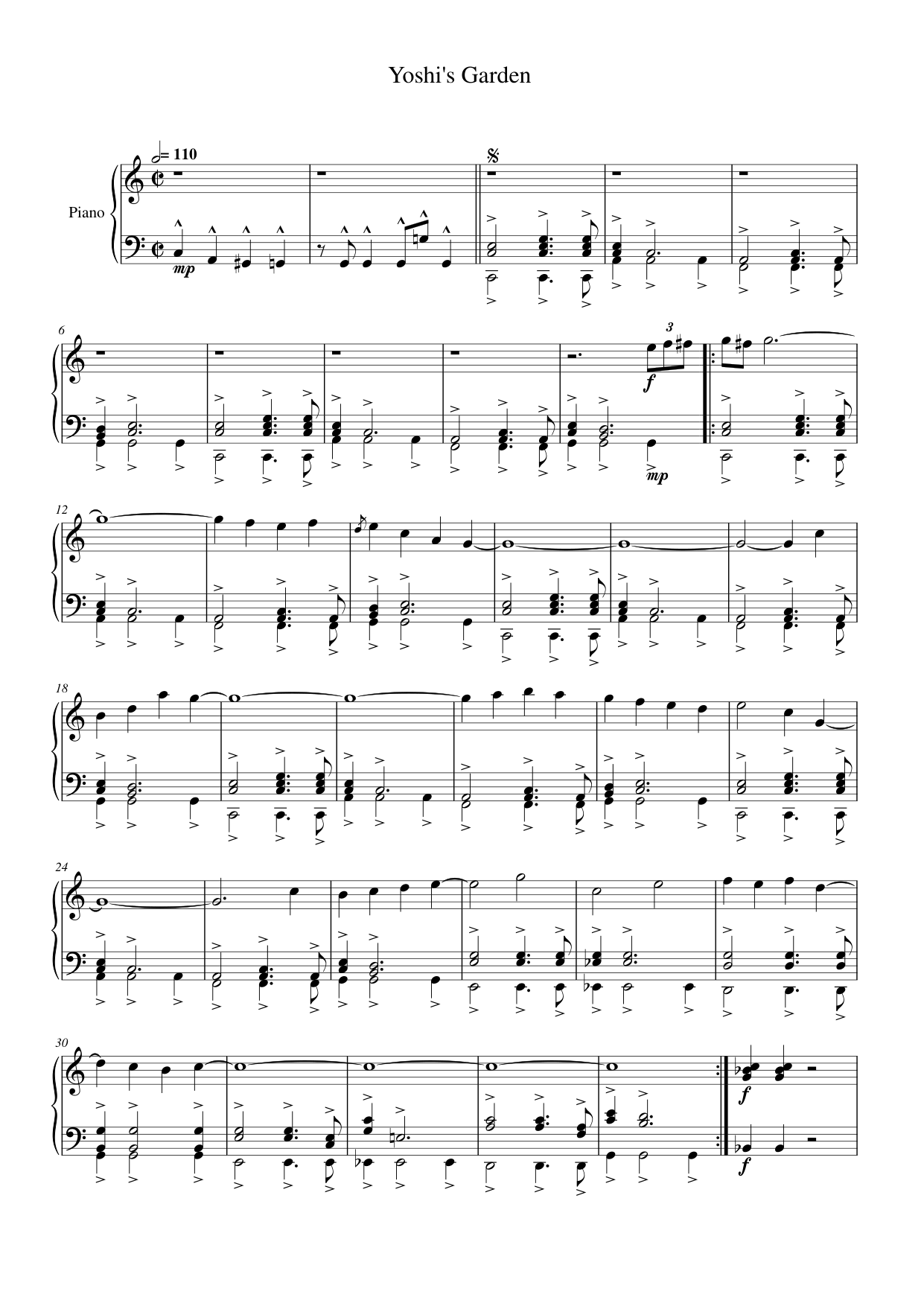 Yoshi's Garden Lyrics & Chords Folio