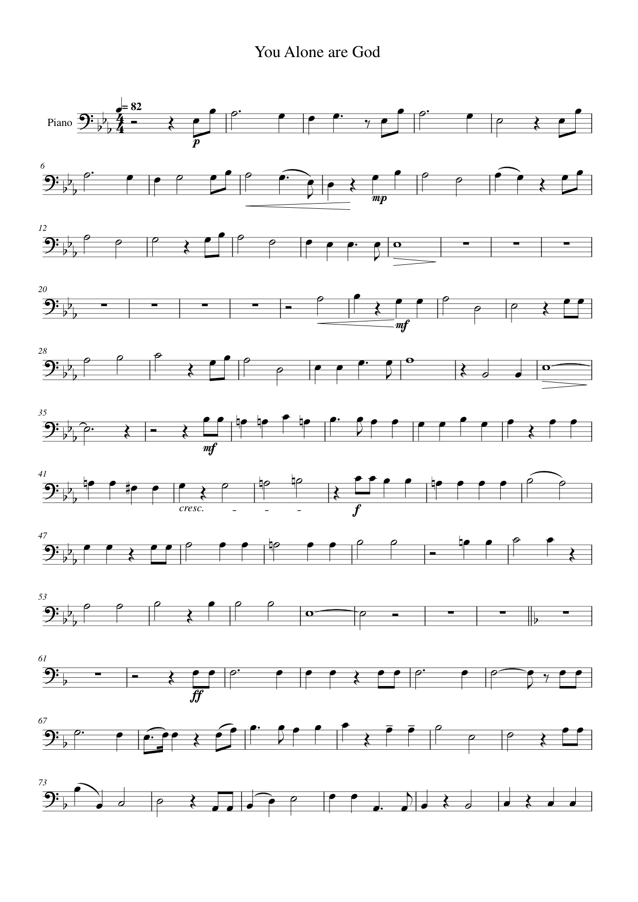 You Alone are God Piano Sheet Music Page 1 Free PDF