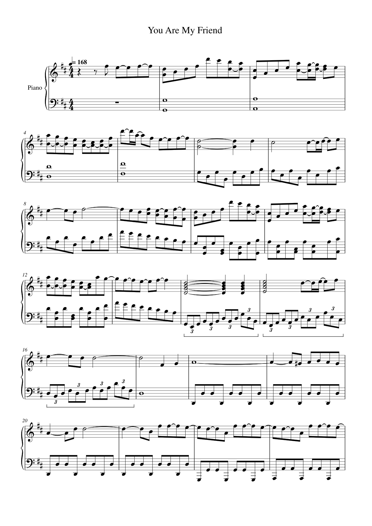 You Are My Friend Piano Sheet Music Page 1 Free PDF