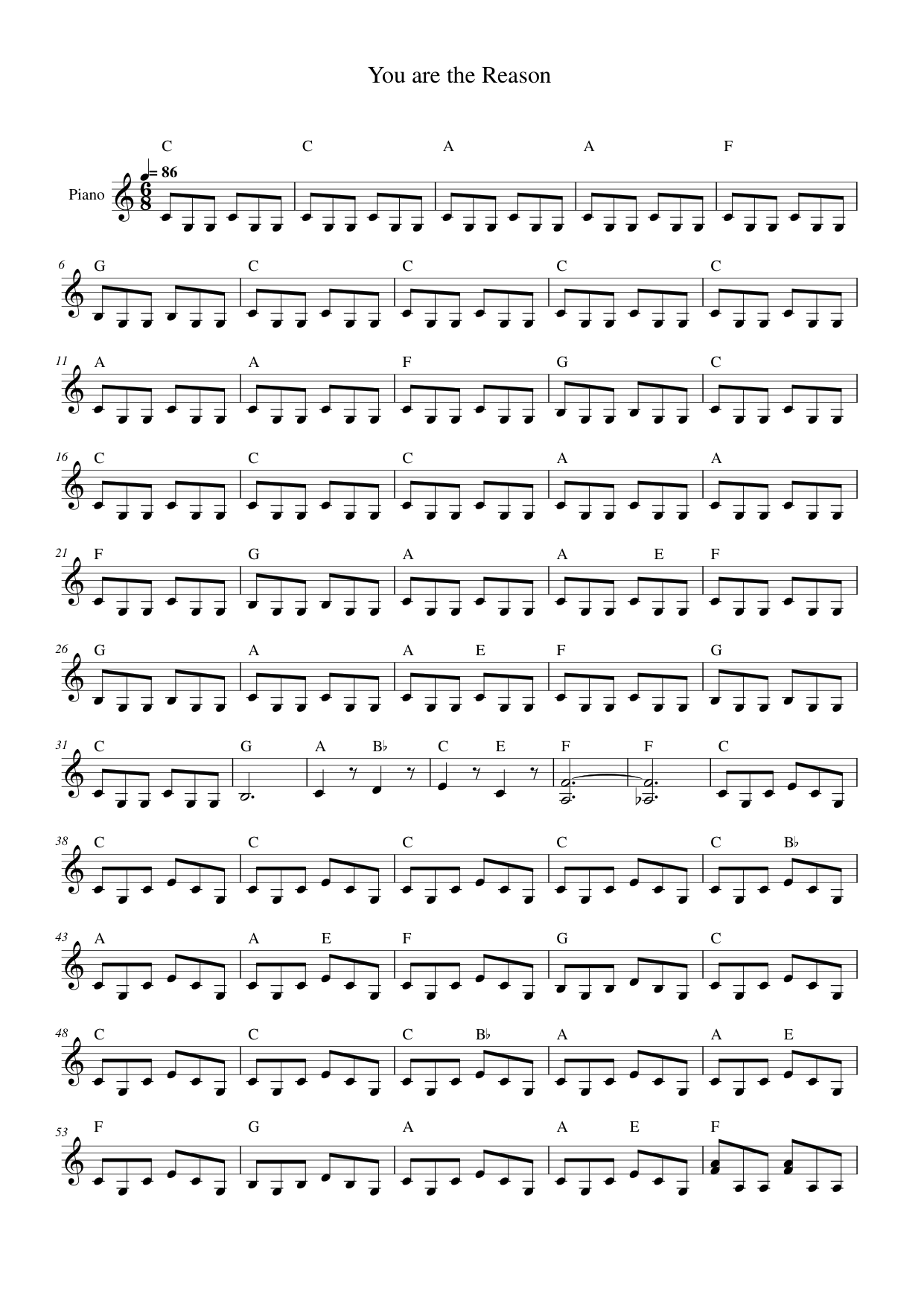 You are the Reason (2) Piano Sheet Music Page 1 Free PDF