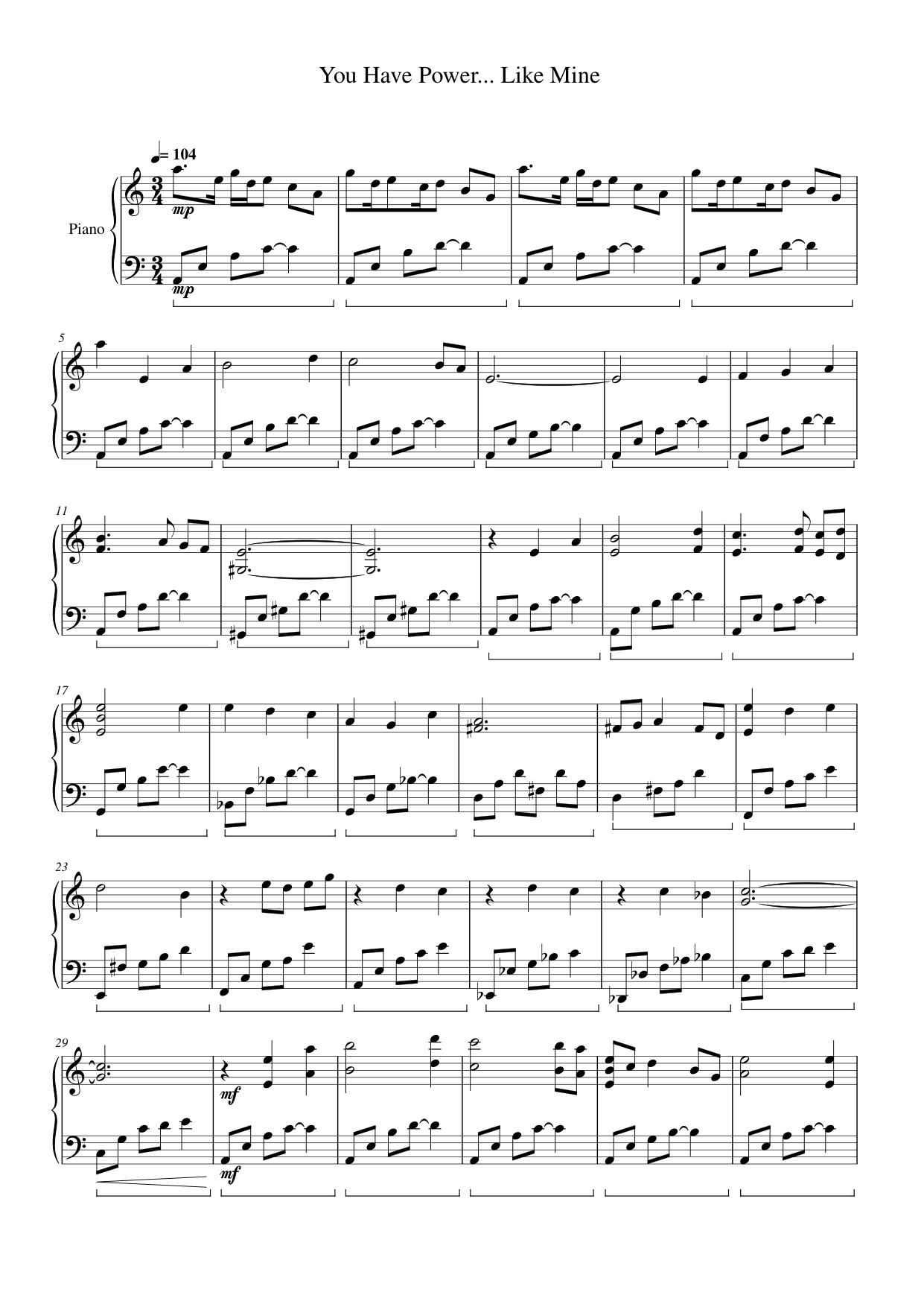 You Have Power... Like Mine Piano Sheet Music Page 1 Free PDF