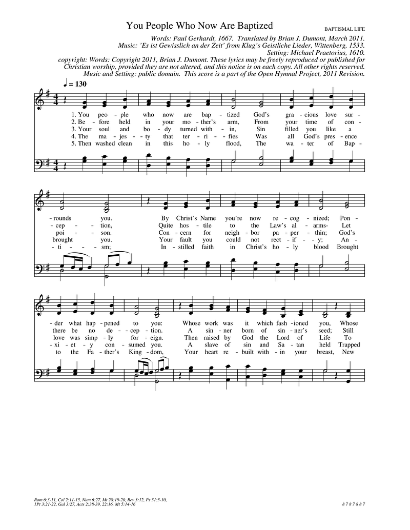You People Who Now Are Baptized Piano Sheet Music Page 1 Free PDF