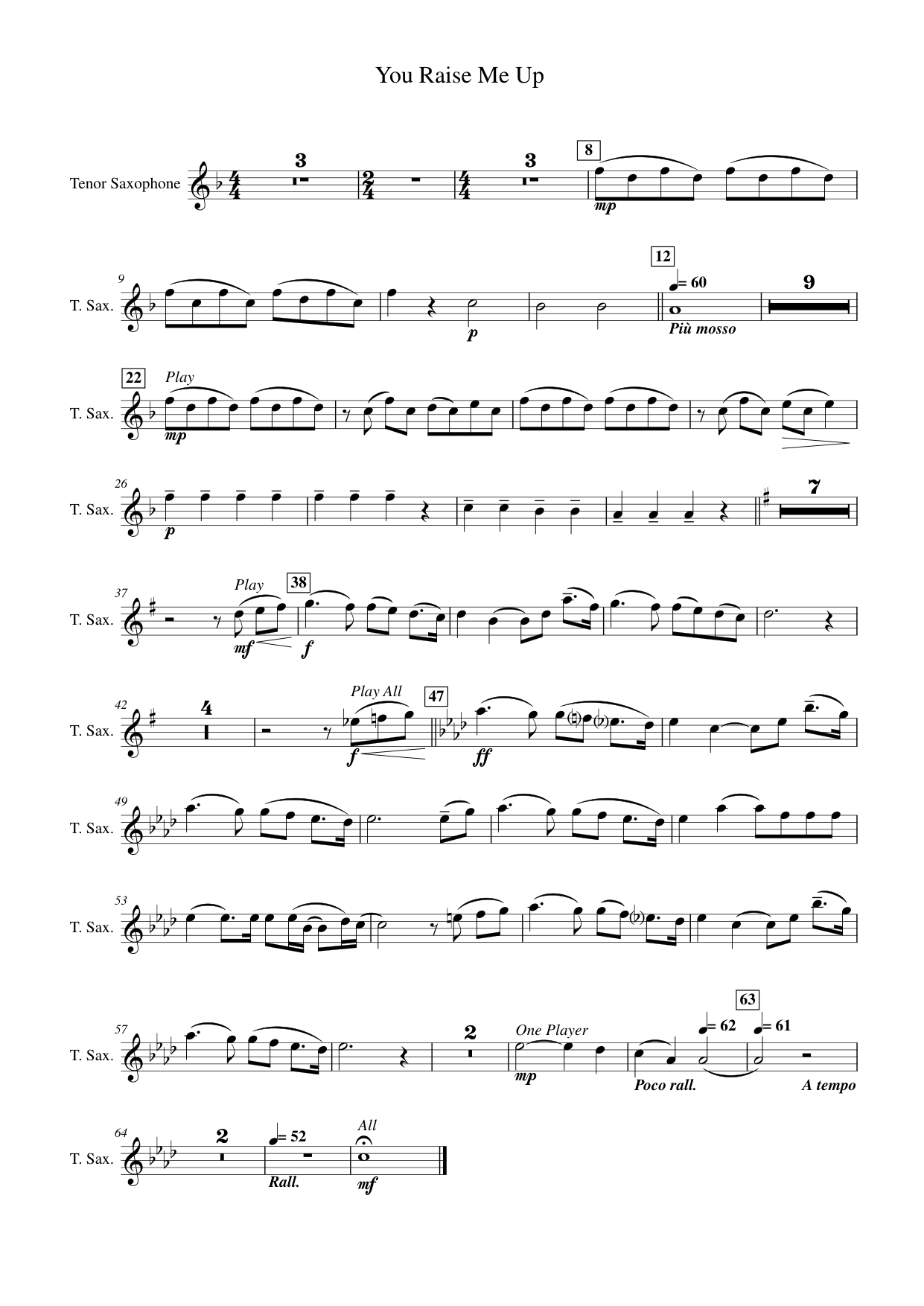 You Raise Me Up Lyrics & Chords Folio