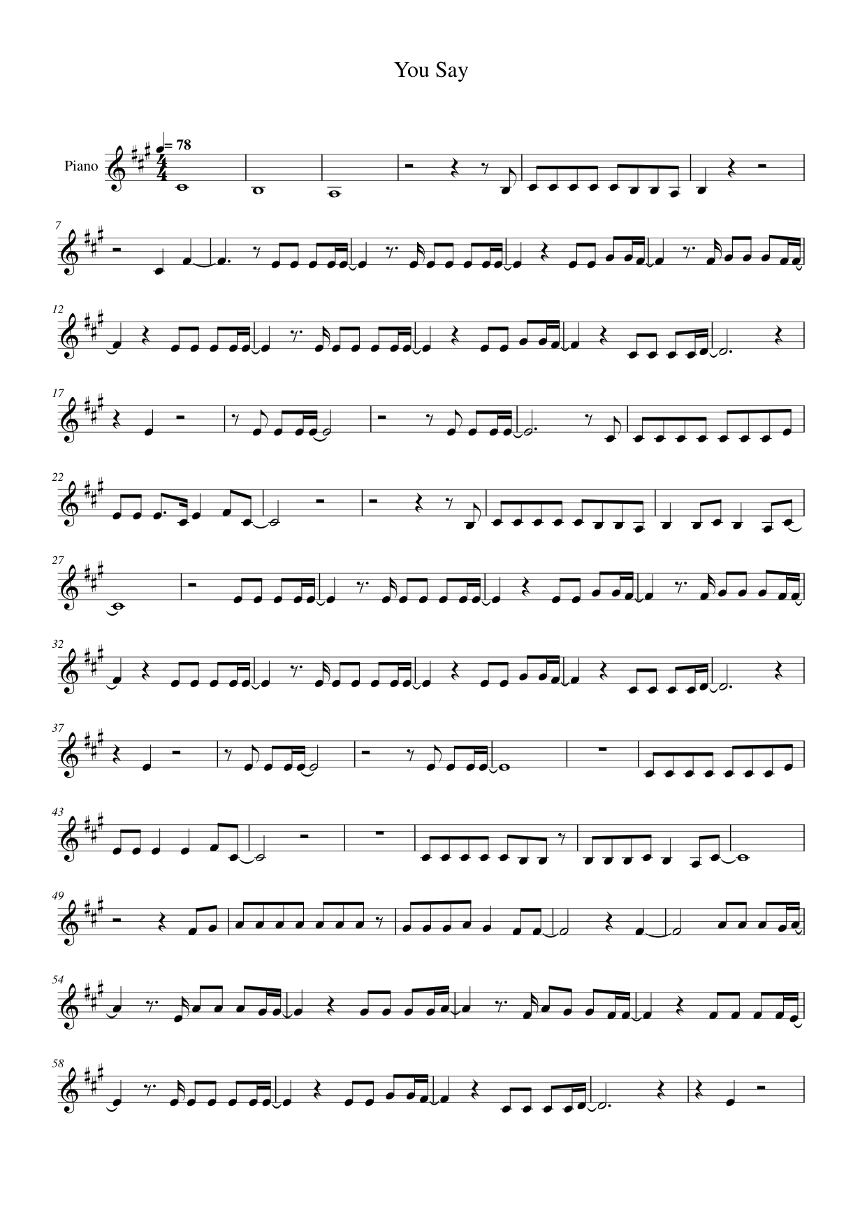 You Say (2) Piano Sheet Music Page 1 Free PDF