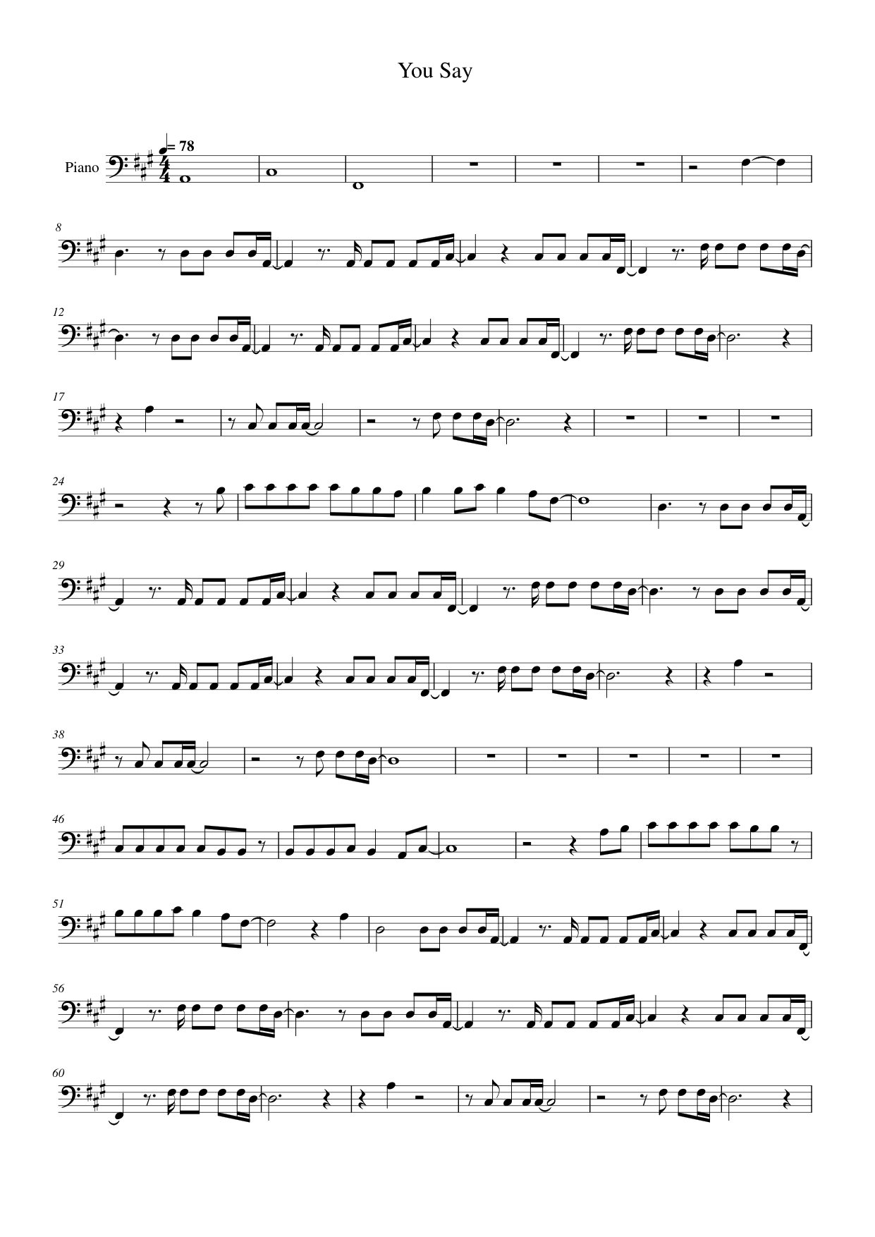 You Say Piano Sheet Music Page 1 Free PDF