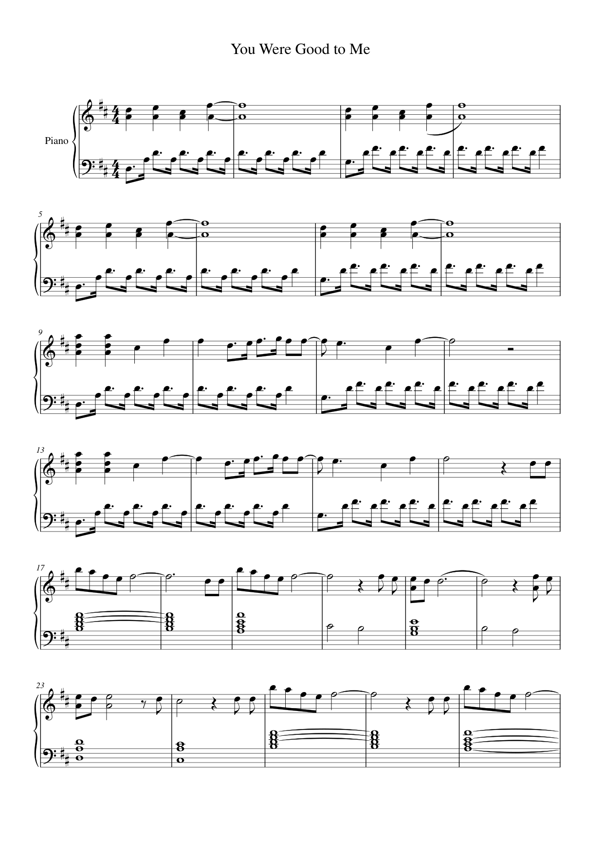 You Were Good to Me Piano Sheet Music Page 1 Free PDF
