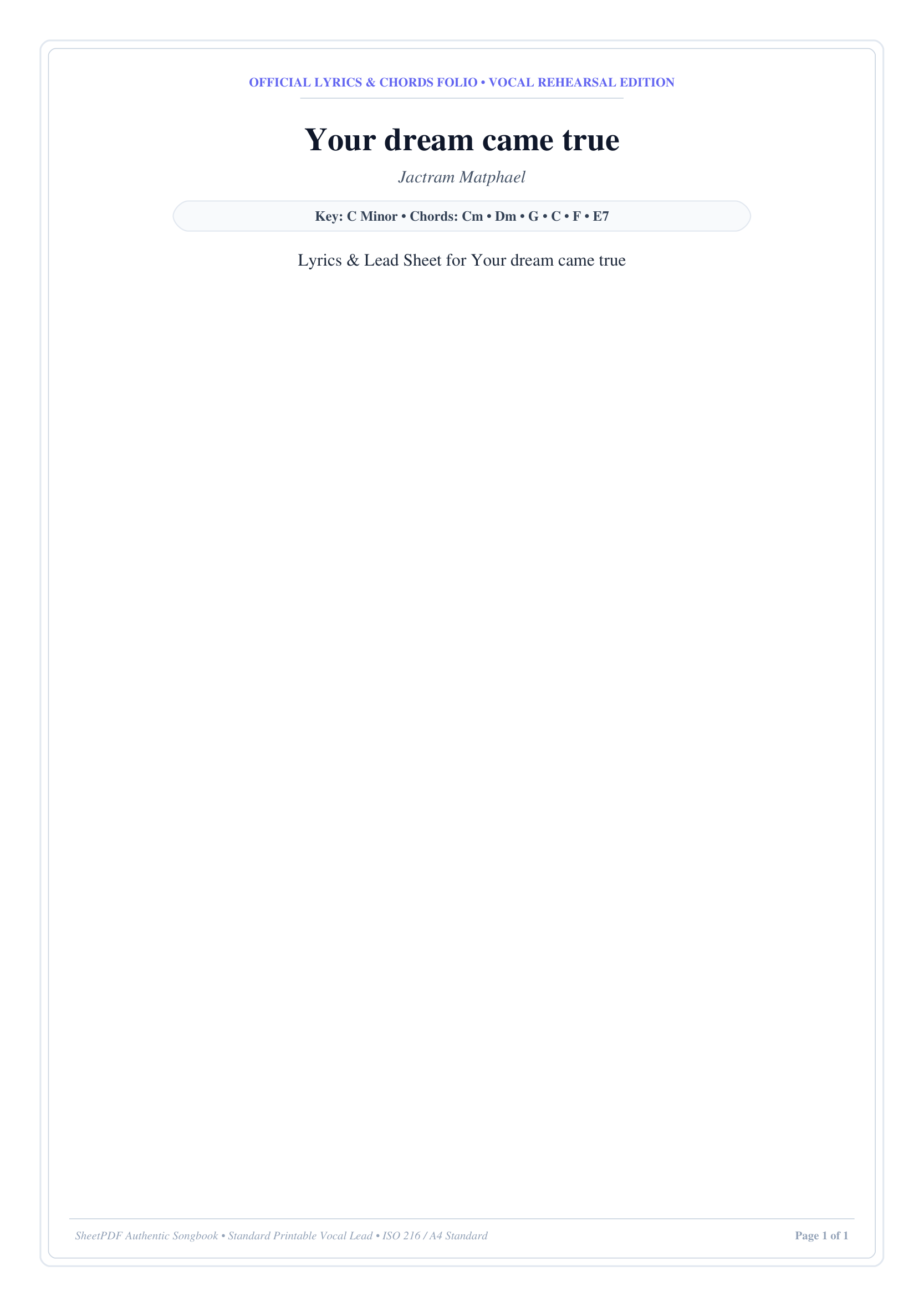 Your dream came true Lyrics & Chords Folio