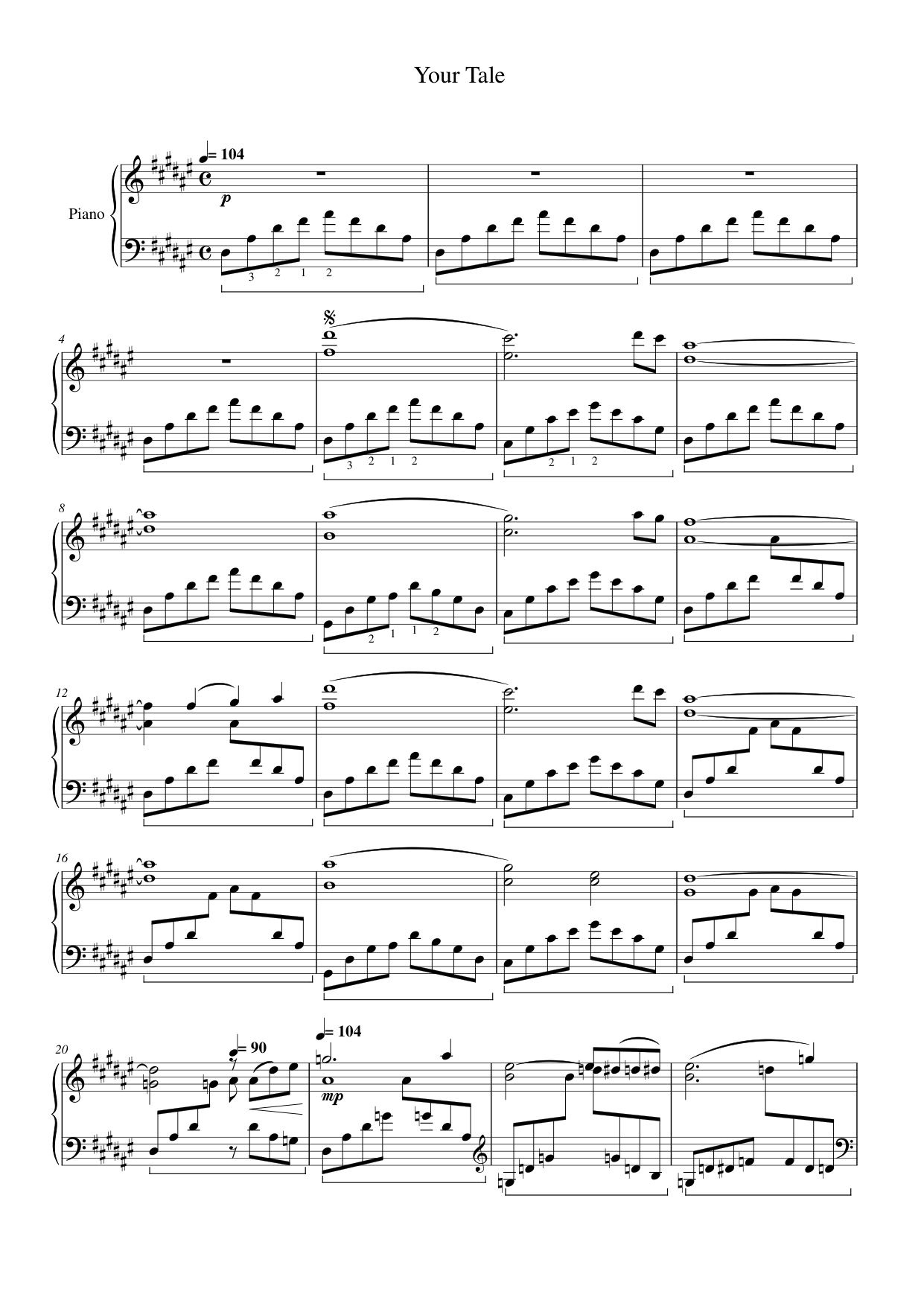 Your Tale Piano Sheet Music Page 1 Free PDF