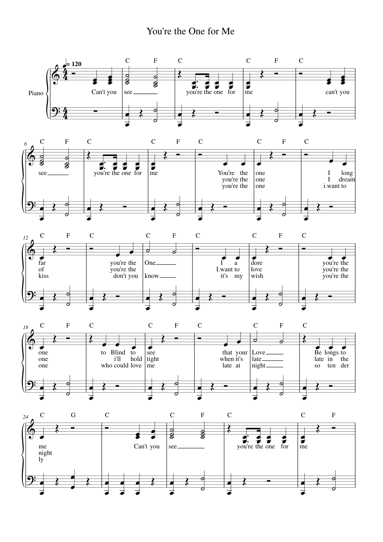 You're the One for Me Lyrics & Chords Folio
