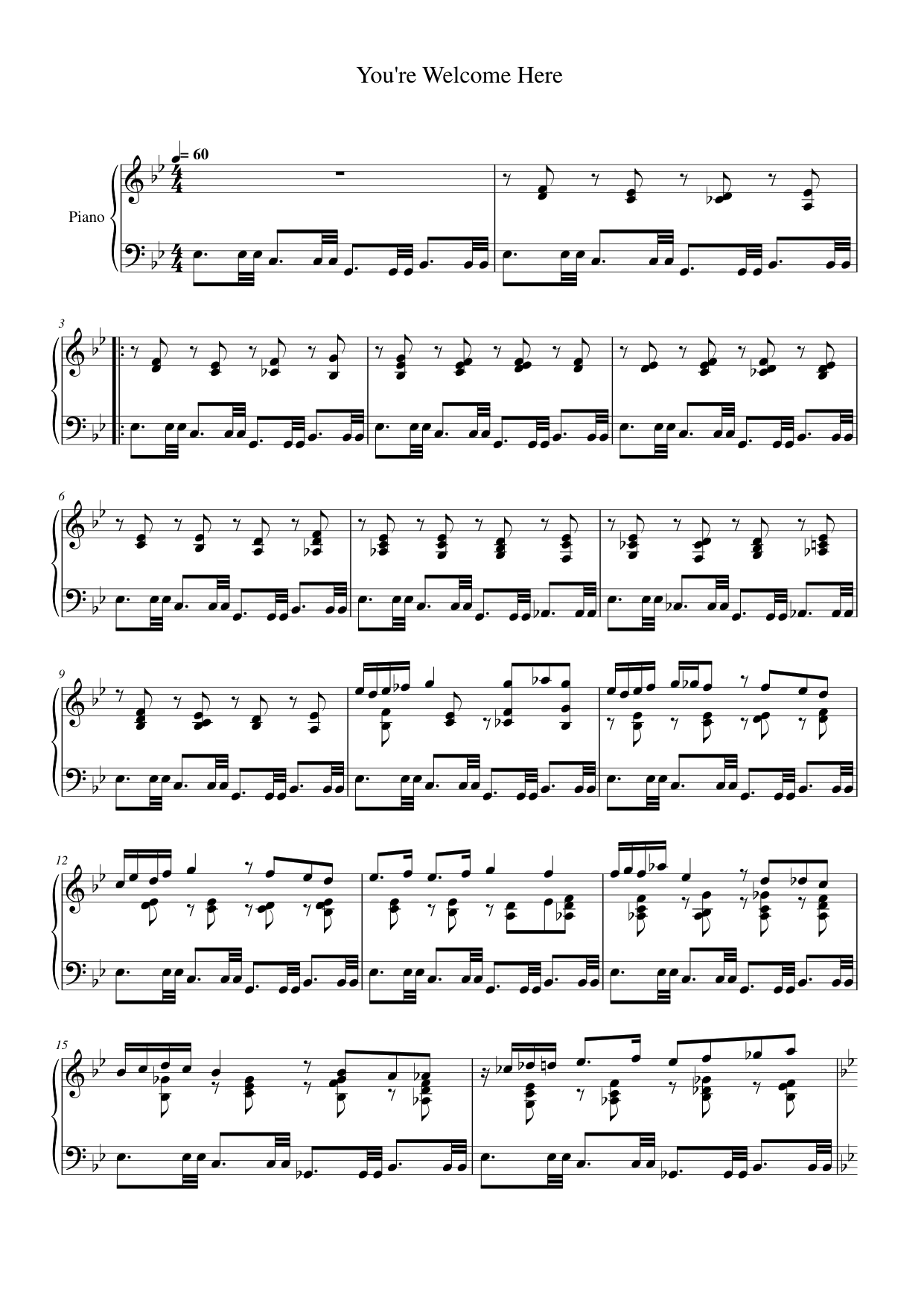 You're Welcome Here Piano Sheet Music Page 1 Free PDF