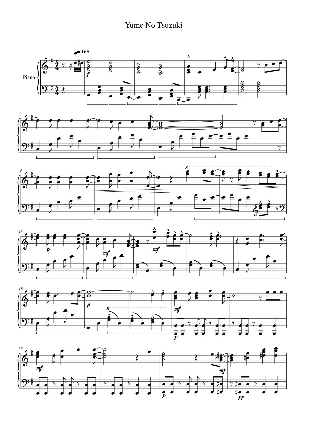 Yume No Tsuzuki Piano Sheet Music Page 1 Free PDF