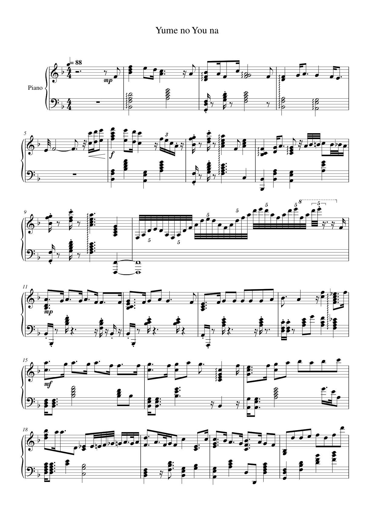 Yume no You na Piano Sheet Music Page 1 Free PDF