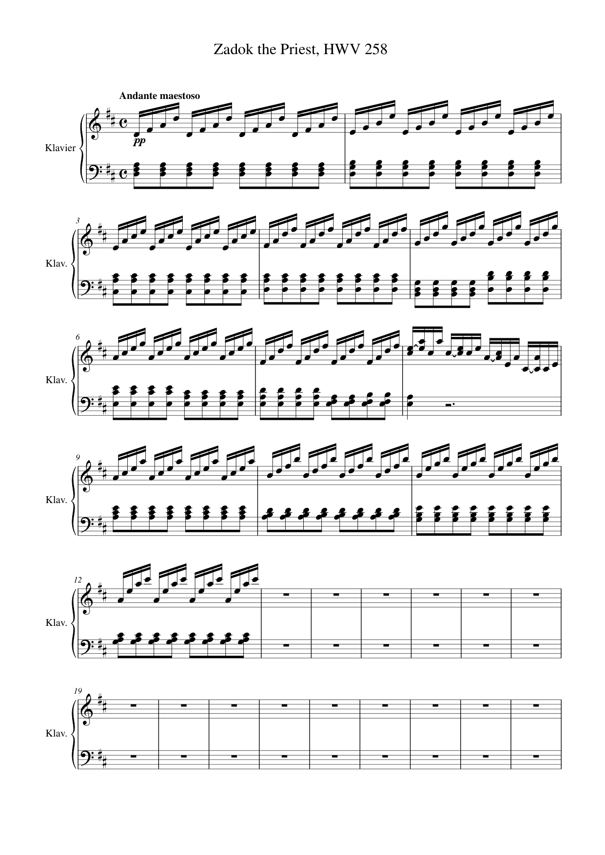 Zadok the Priest, HWV 258 Piano Sheet Music Page 1 Free PDF