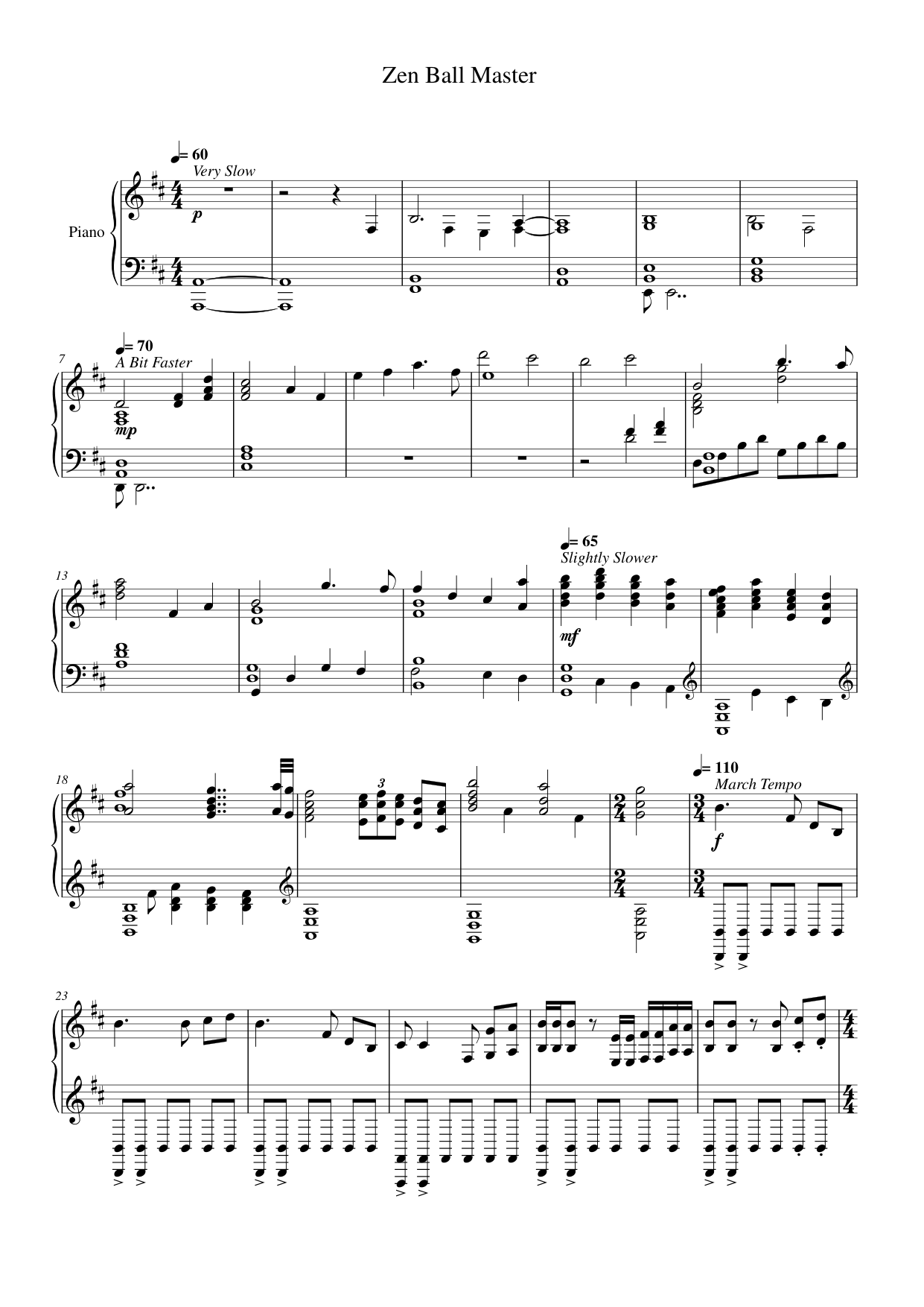 Zen Ball Master Piano Sheet Music Page 1 Free PDF