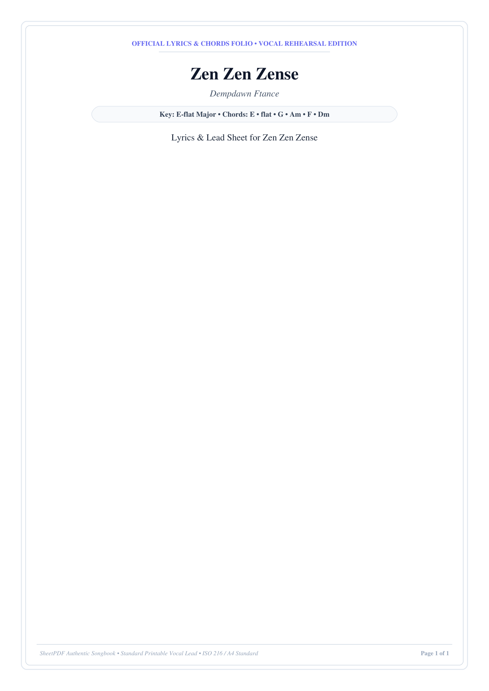 Zen Zen Zense Lyrics & Chords Folio