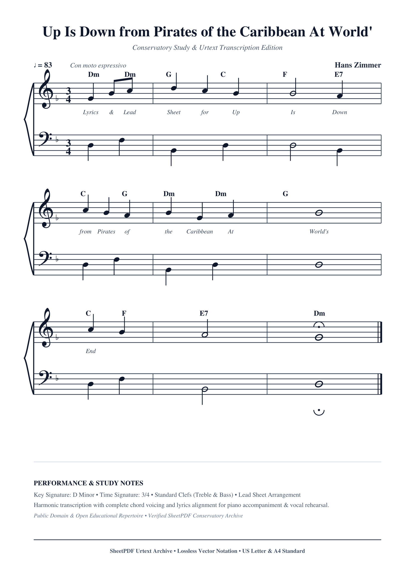 Up Is Down from Pirates of the Caribbean At World's End Piano Sheet Music Page 1 Free PDF